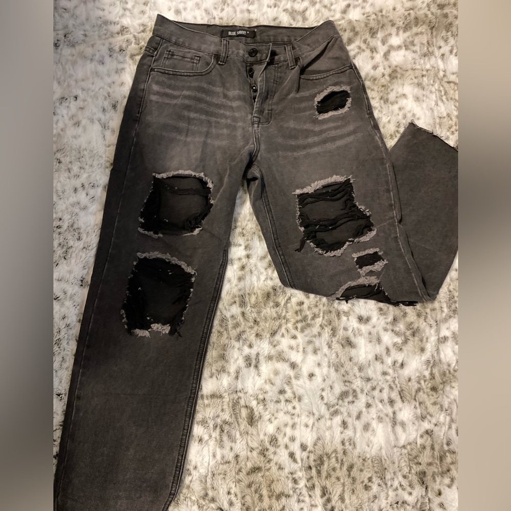 4 button black mom jeans